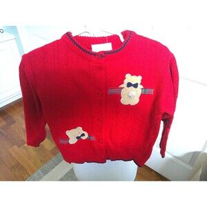 NWT  Vintage Bebe Glynne-Percy Red Holiday Cardigan Sweater  Just Too Cute 24mo